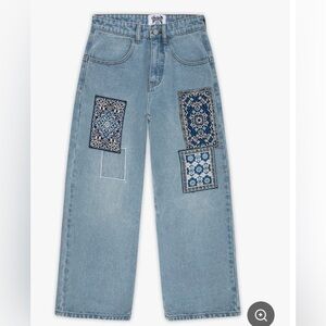 Vintage blue Patchwork Women Jeans